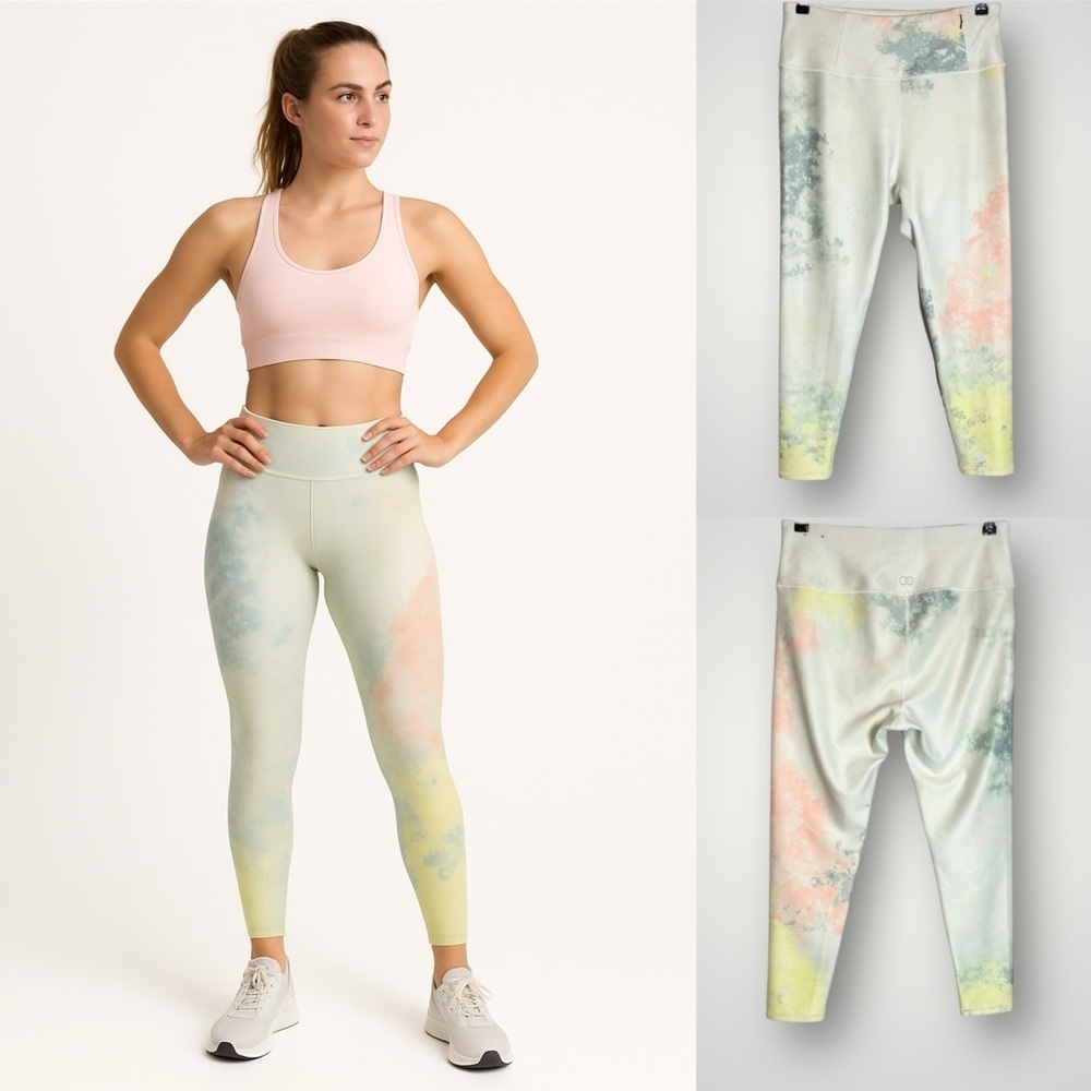 Calia By Carrie Underwood | Leggings No Seam 7/8 Tie Dye Lemon Ice High Rise EUC